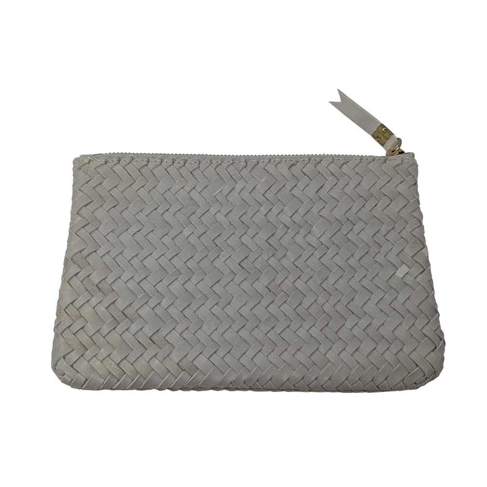 Madewell The Leather Pouch Clutch Woven Edition Sage Green Everyday Vacation